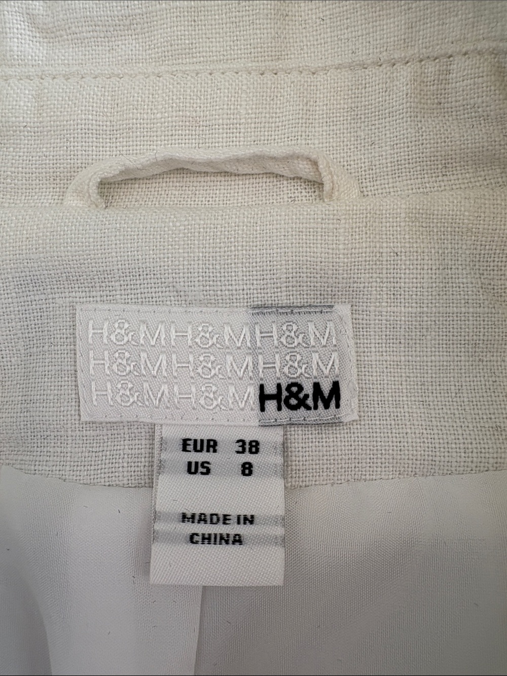 H&M White Linen Tailored Button-Front Jacket size 8 - Picture 2 of 7